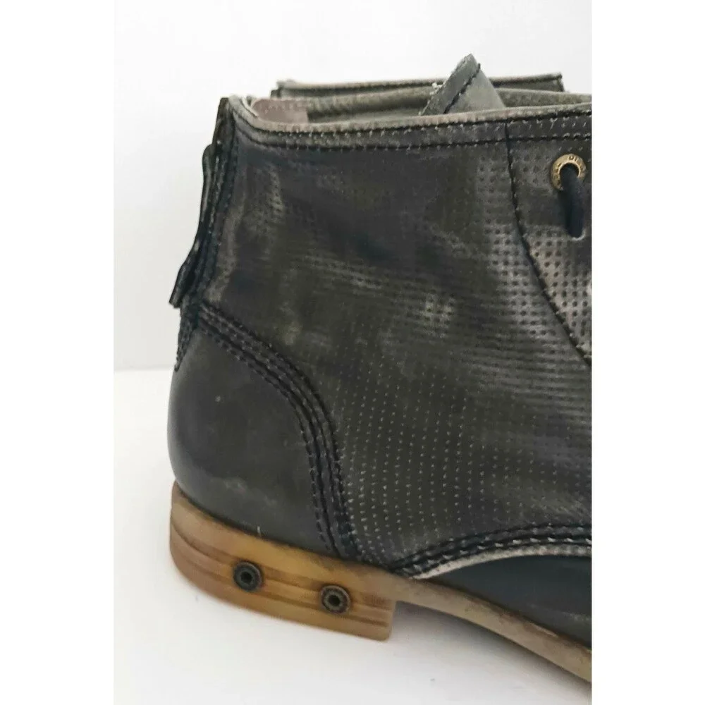 DIESEL Boa Vista Chron Zip Ankle Boot Gray Distressed Leather 41 US 8.5
